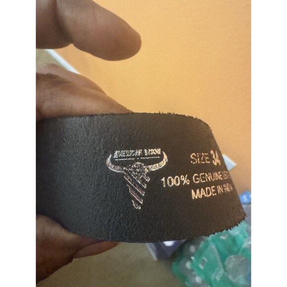 Genuine American Bison Black 100% Leather Belt Size 34- MADE IN India Unisex - Picture 6 of 7